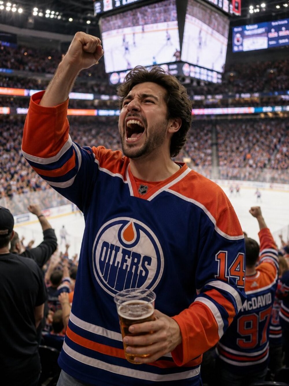 OILERS "EBERLE' #14 MENS JERSEY (SZ 54)
